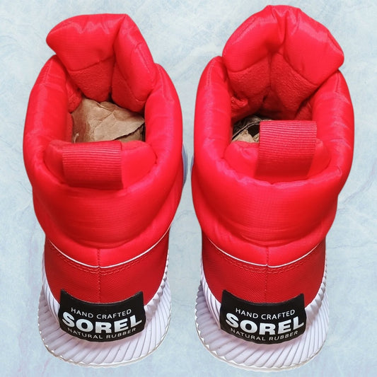 Sorel Out N About III Puffy Zip WP Boots | Womens Size 8 | Red and White | NL4439-646