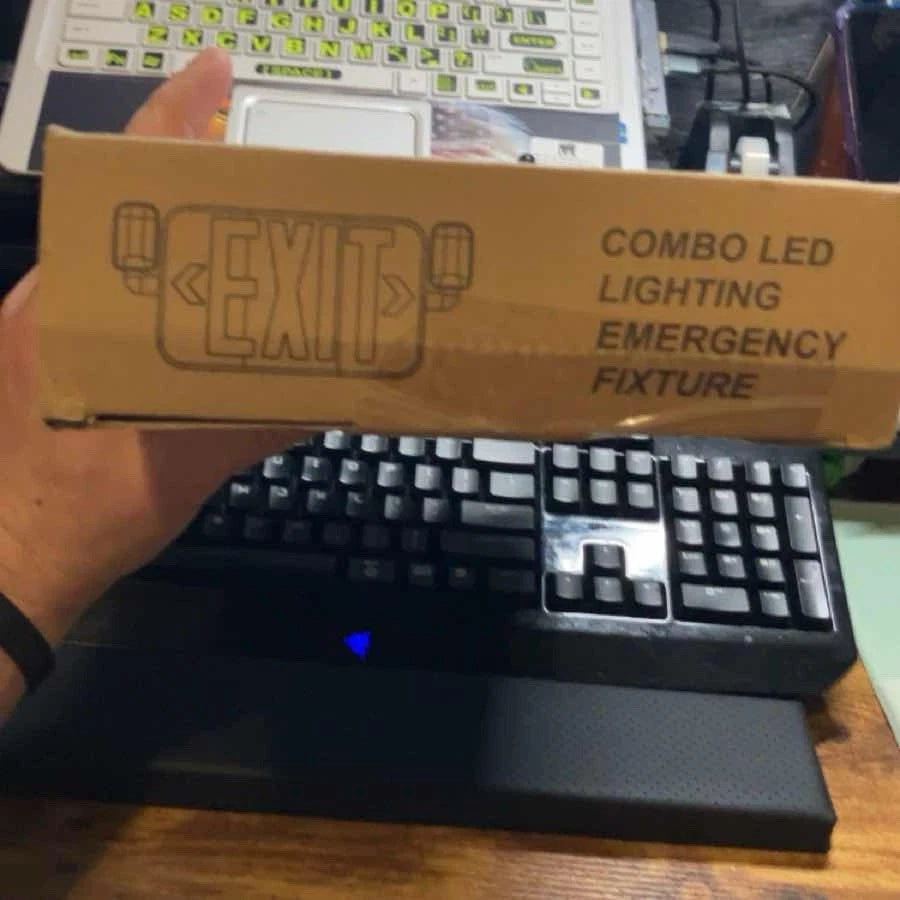 Emergency Exit Sign | Hardwired Battery Backup Adjustable LED Lights | White Red