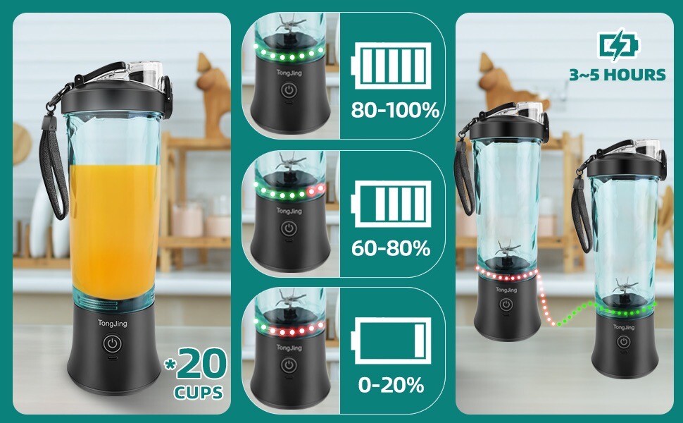 270 Watt Rechargeable Portable Blender USB-C Capable Of Crushing Ice - Tongjing