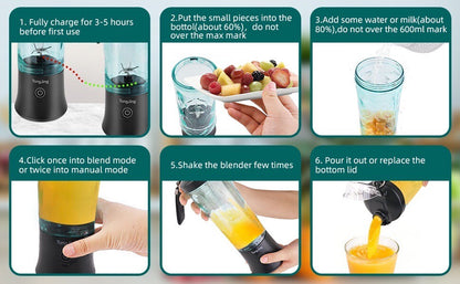 270 Watt Rechargeable Portable Blender USB-C Capable Of Crushing Ice - Tongjing