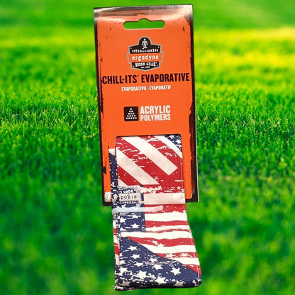 Unisex One Size Ergodyne Chill-Its 6700 Evaporative Cooling Tie Bandana Stars and Stripes New