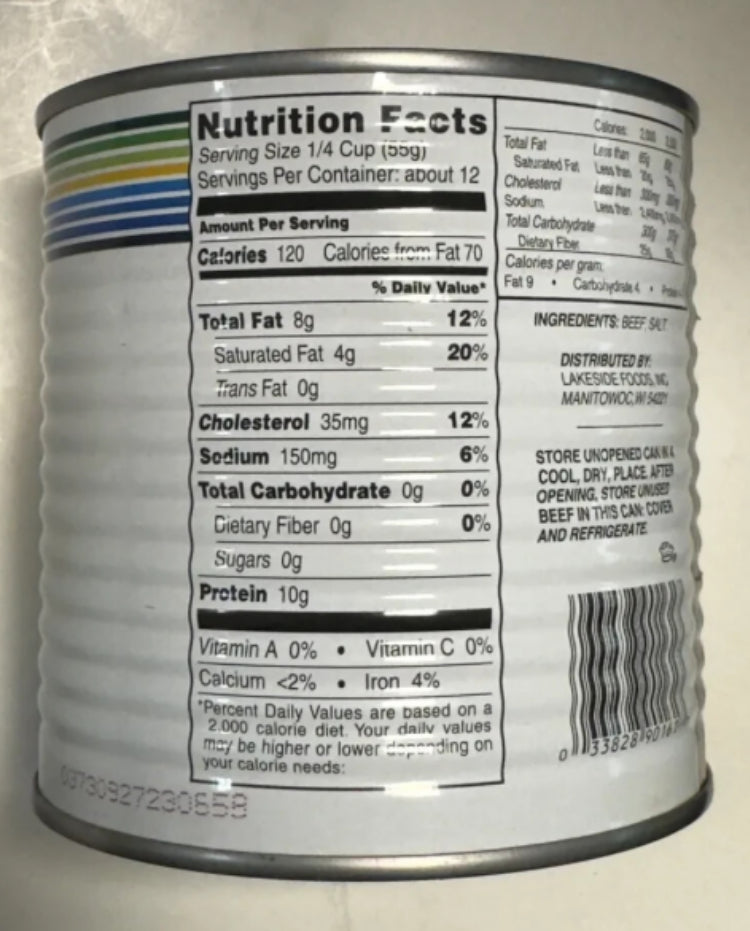 Lakeside Fully Cooked Beef with Juices 24 oz Canned Heat and Serve Emergency Food Pantry