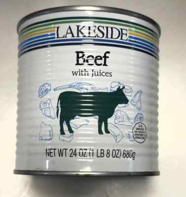 Lakeside Fully Cooked Beef with Juices 24 oz Canned Heat and Serve Emergency Food Pantry