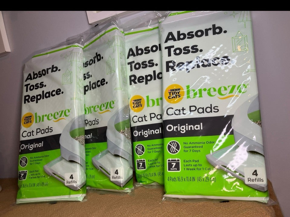 (4 pack) Purina Tidy Cats Breeze Litter Cat Pad Refills, 4x4 (16 total)