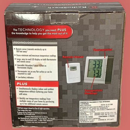 RadioShack Wireless Indoor Outdoor Thermometer Cat No 63-1088 New Old Stock