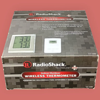 RadioShack Wireless Indoor Outdoor Thermometer Cat No 63-1088 New Old Stock