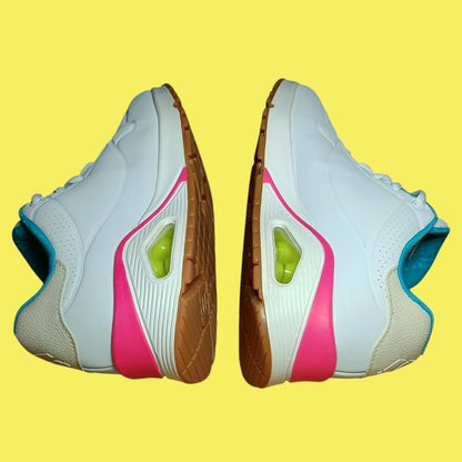 Skechers UNO “Stand On Air” Sneakers – White/Teal/Pink (Women’s 6.5)
