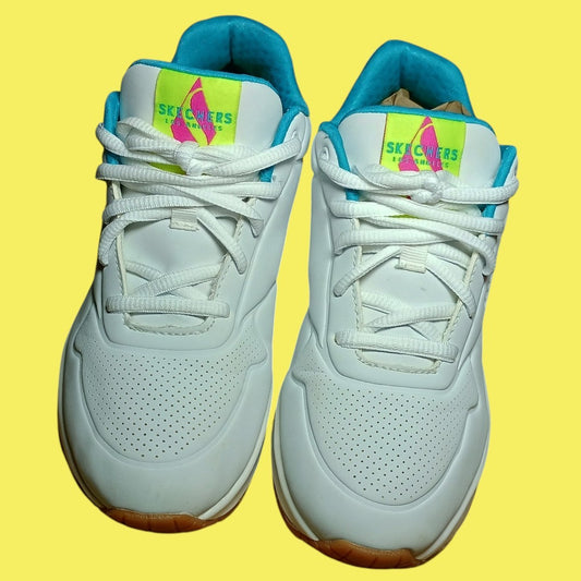 Skechers UNO “Stand On Air” Sneakers – White/Teal/Pink (Women’s 6.5)