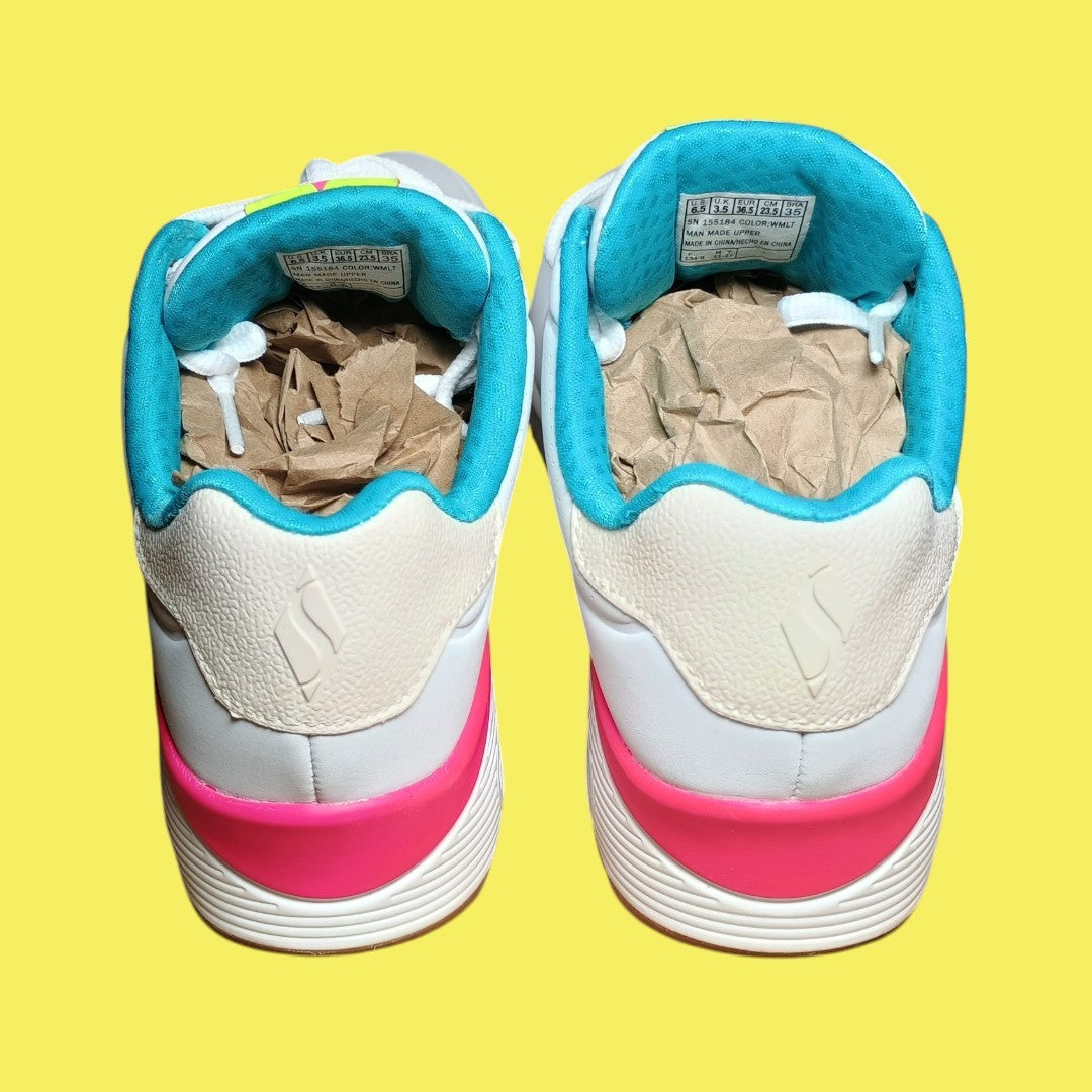 Skechers UNO “Stand On Air” Sneakers – White/Teal/Pink (Women’s 6.5)