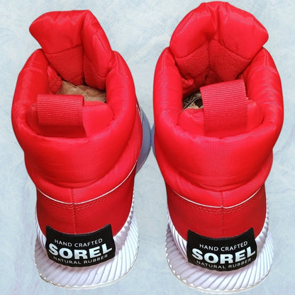 Sorel Out N About III Puffy Zip WP Boots | Womens Size 8 | Red and White | NL4439-646