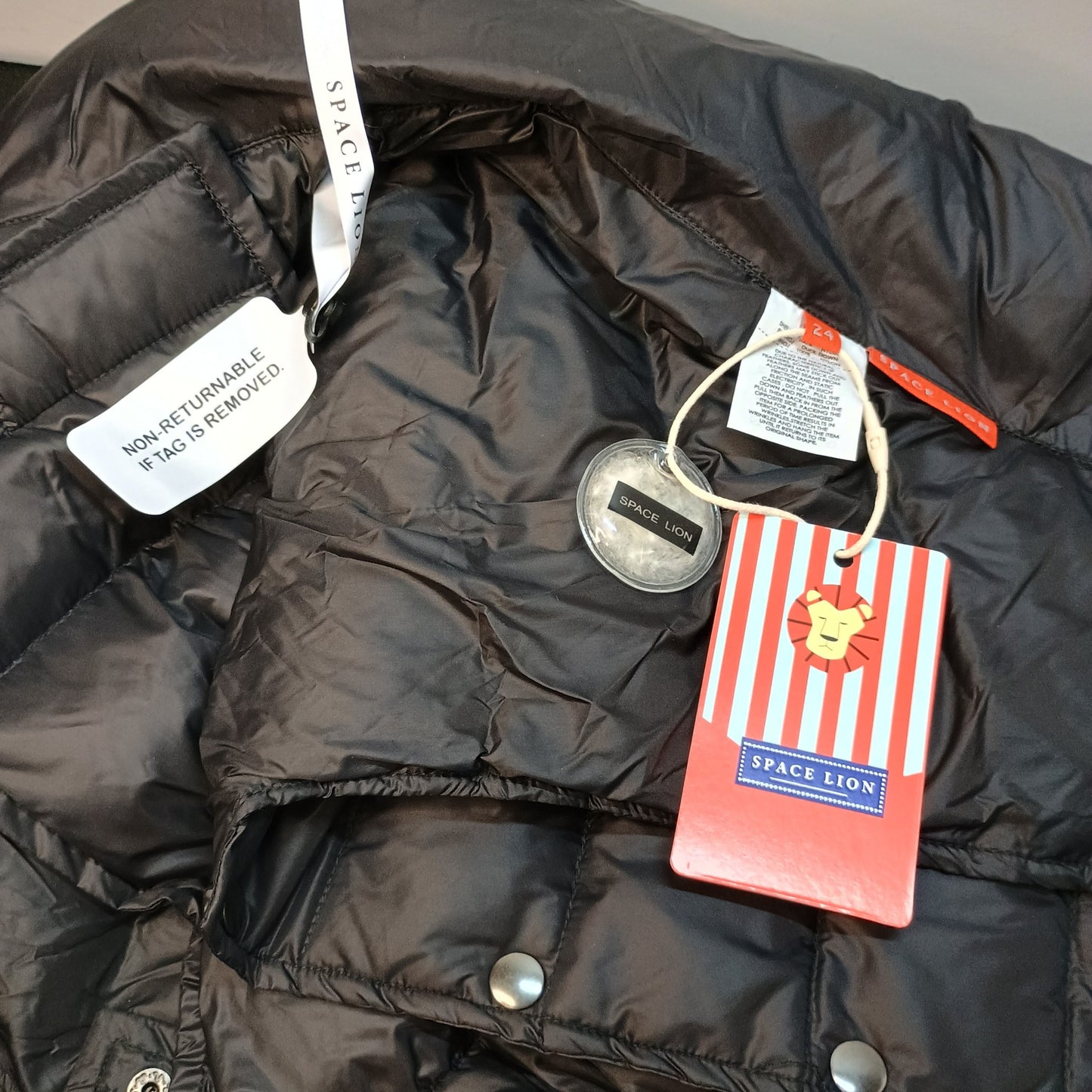 Space Lion Size 24 Large Dog Black Duck Down Puffer Jacket Water-Resistant Winter Coat NWT