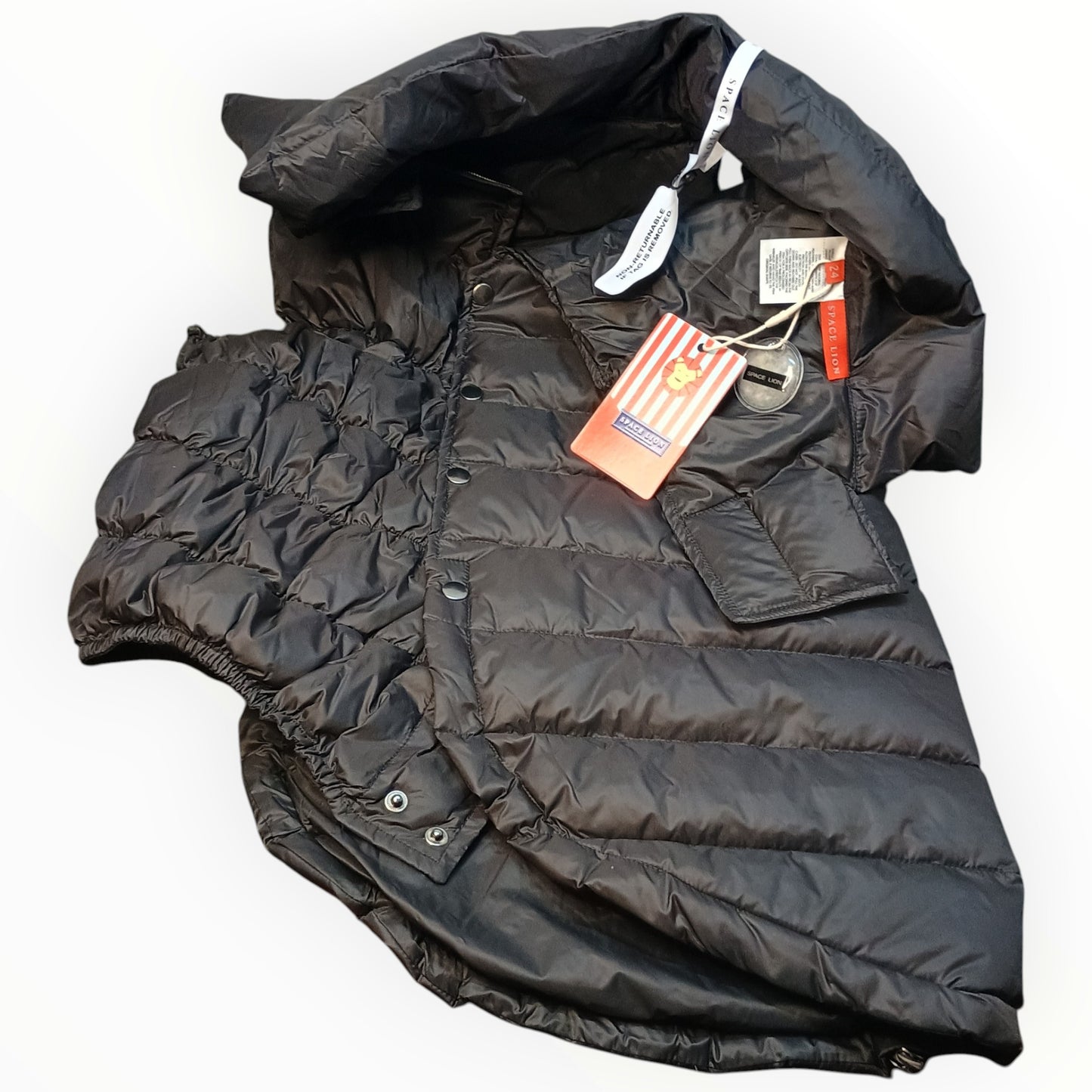 Space Lion Size 24 Large Dog Black Duck Down Puffer Jacket Water-Resistant Winter Coat NWT