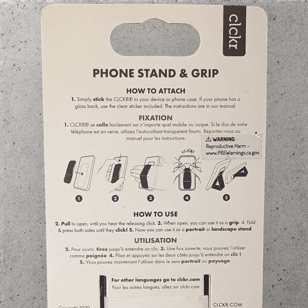 CLCKR Universal Phone Stand and Grip Holder Black SKU 40588 Brand New