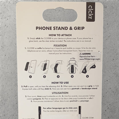 CLCKR Universal Phone Stand and Grip Holder Black SKU 40588 Brand New
