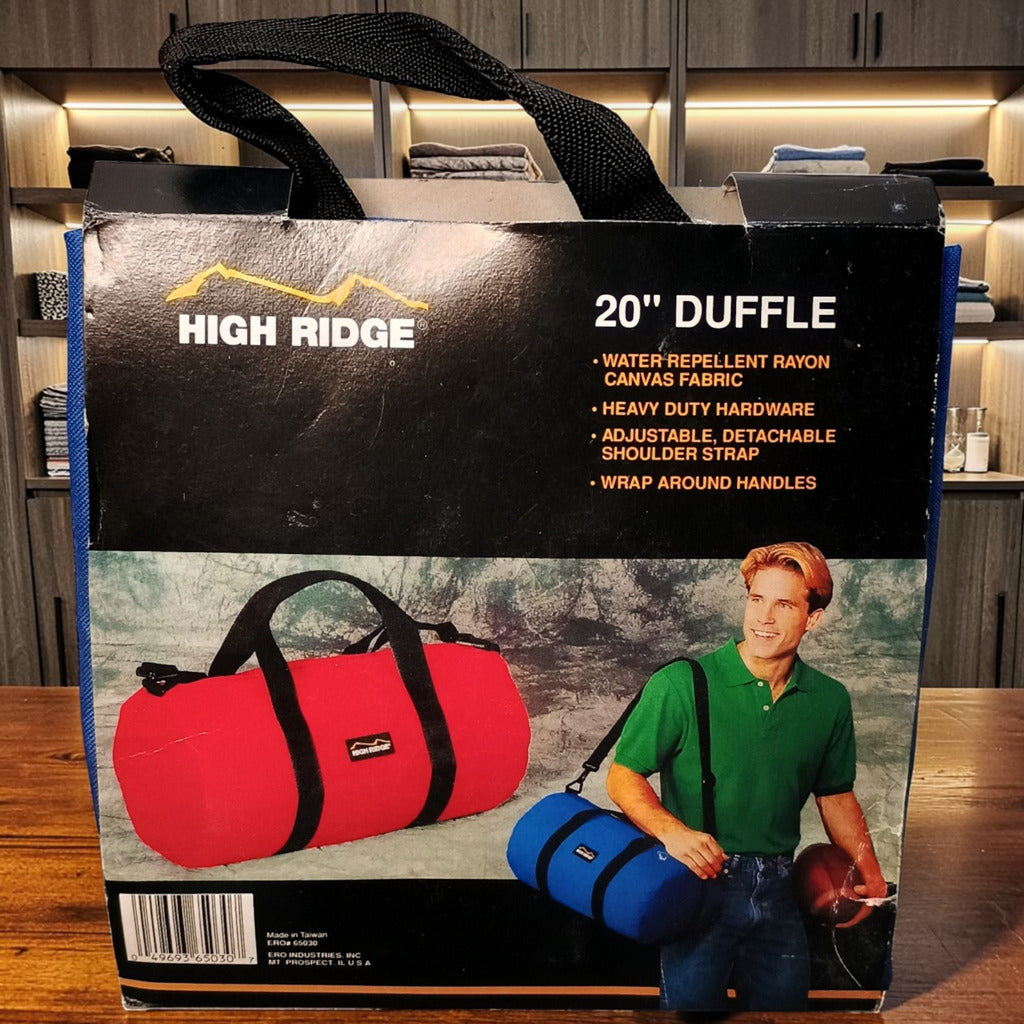 Vintage 1990s High Ridge 20 Inch Rayon Canvas Duffle Bag New Old Stock