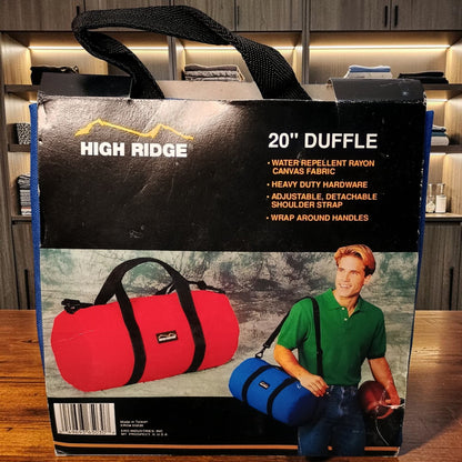 Vintage 1990s High Ridge 20 Inch Rayon Canvas Duffle Bag New Old Stock