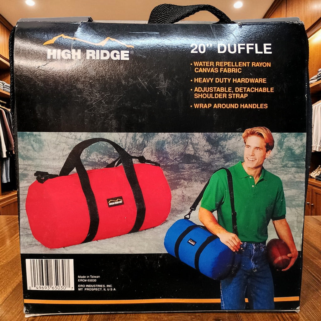 Vintage 1990s High Ridge 20 Inch Rayon Canvas Duffle Bag New Old Stock