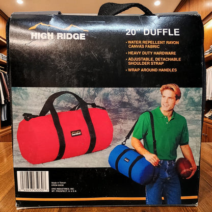 Vintage 1990s High Ridge 20 Inch Rayon Canvas Duffle Bag New Old Stock