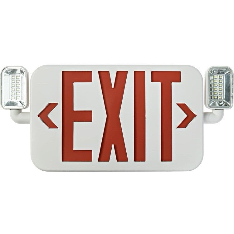 Emergency Exit Sign | Hardwired Battery Backup Adjustable LED Lights | White Red