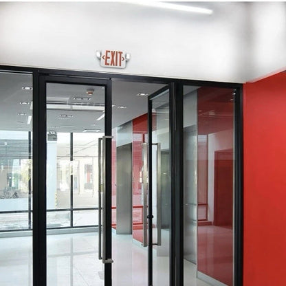 Emergency Exit Sign | Hardwired Battery Backup Adjustable LED Lights | White Red