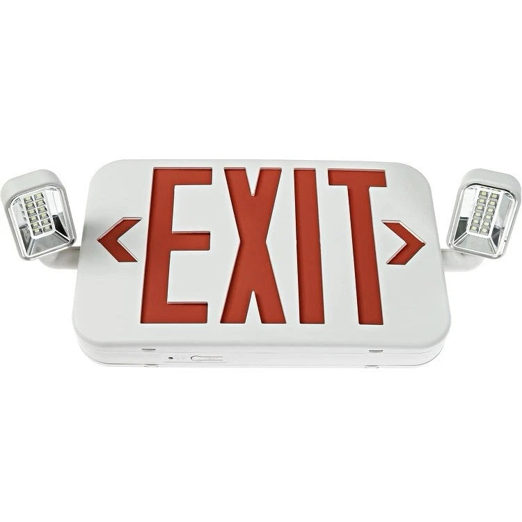 Emergency Exit Sign | Hardwired Battery Backup Adjustable LED Lights | White Red