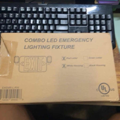 Emergency Exit Sign | Hardwired Battery Backup Adjustable LED Lights | White Red