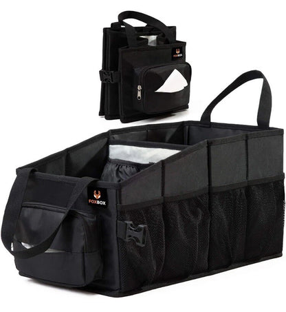 FoxBoxUSA Front Seat Car and SUV Trunk Storage Organizer Black