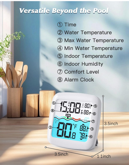 Grillum Wireless Floating Pool Thermometer IPX8 Waterproof Digital Monitor New Open Box