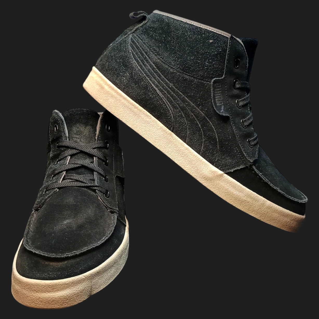 Puma Hawthorne XE Suede Black Steel Grey Men's Size 14 Casual Mid Shoes 352802-01