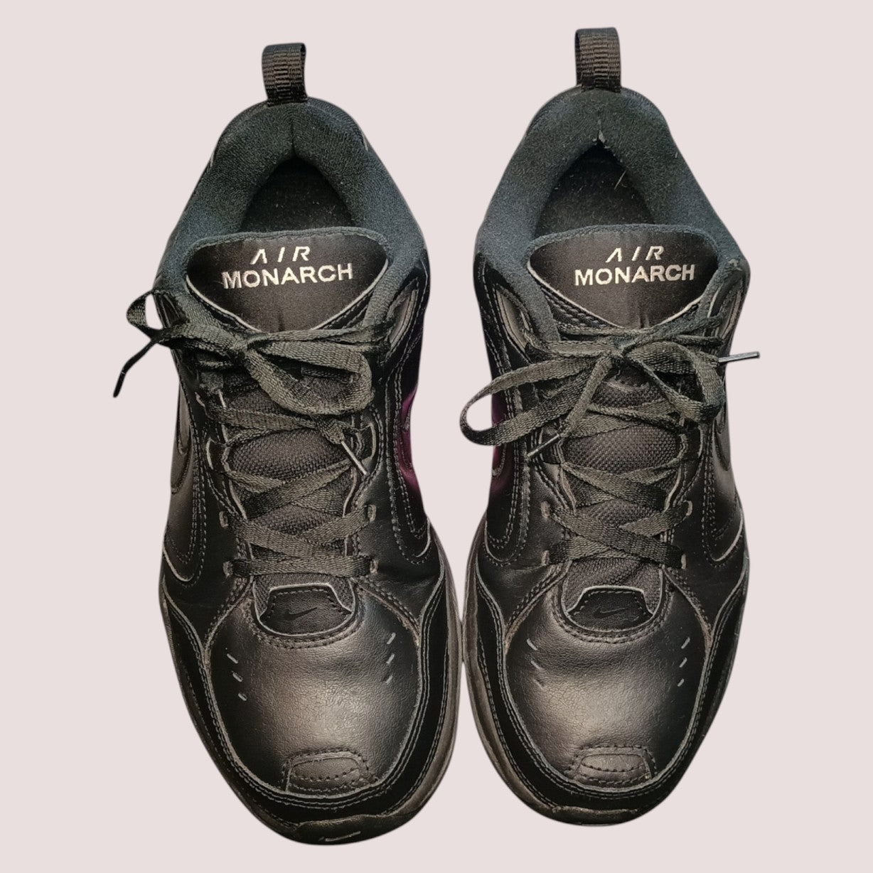 Nike Air Monarch IV - Men's Size 9 (4E Extra Wide) - Black/Black - Renewed