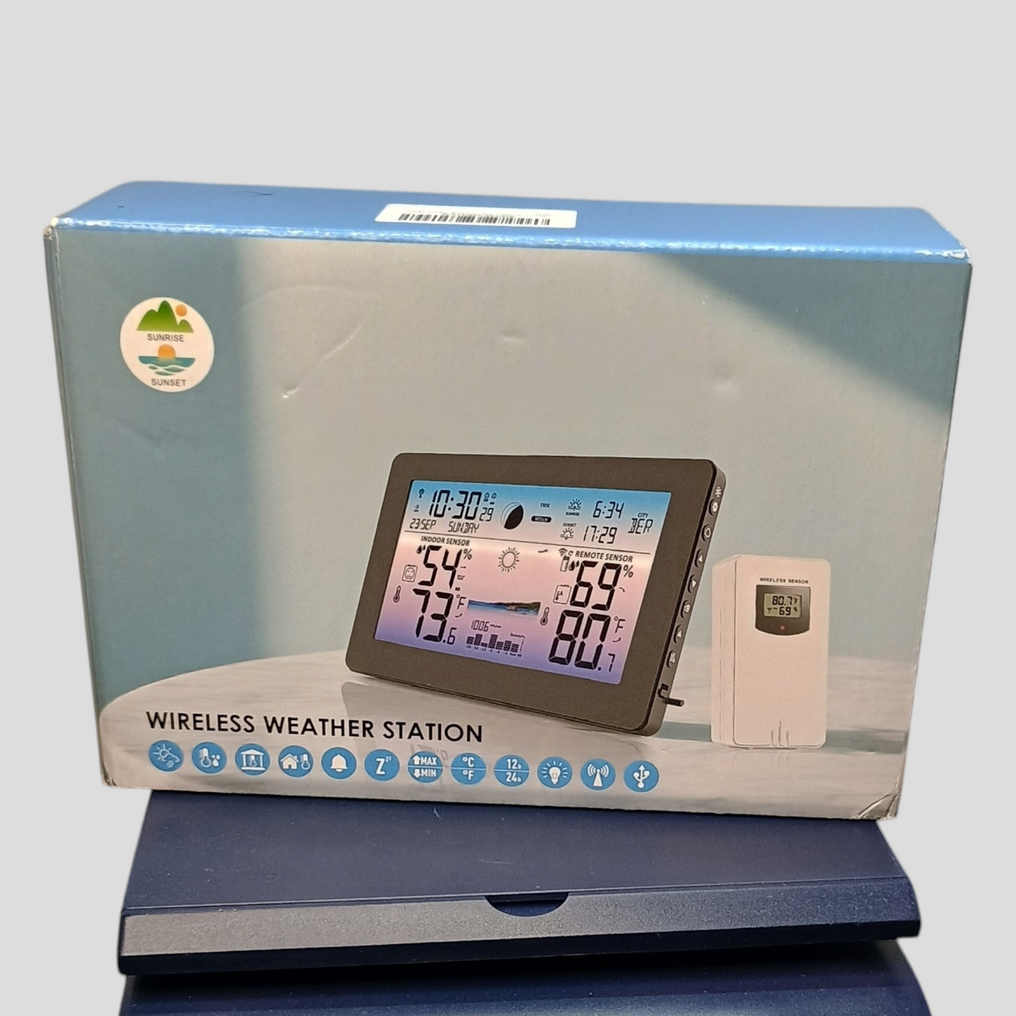 Zivron Wireless Indoor Outdoor Weather Station – 7.5" HD Display & Remote Sensor (New Open Box)