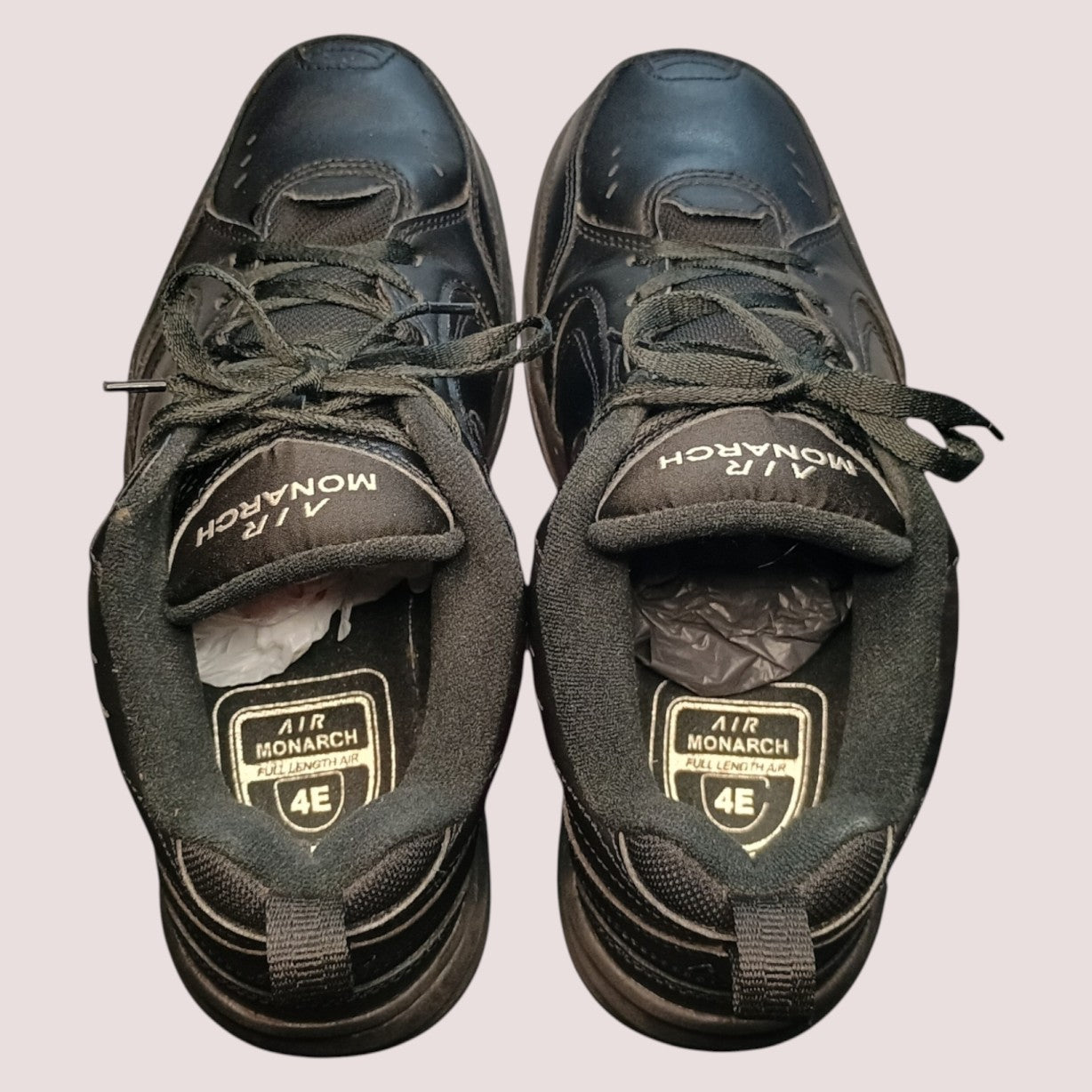 Nike Air Monarch IV - Men's Size 9 (4E Extra Wide) - Black/Black - Renewed