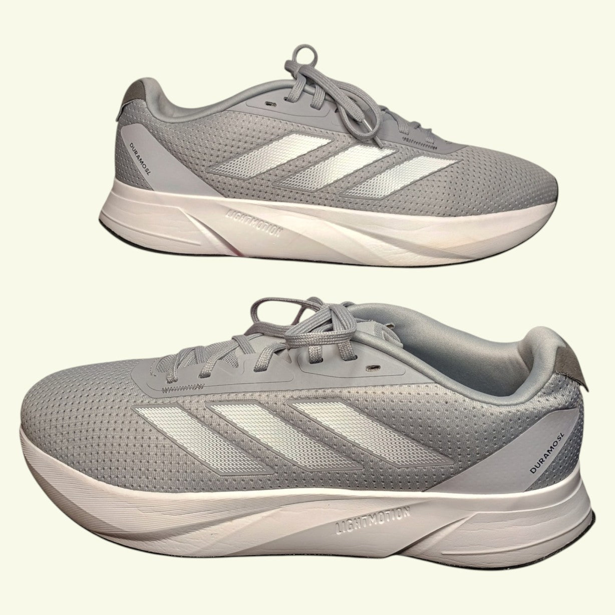 Adidas Duramo SL Men's US size 11.5 - Grey/White/Silver Running Shoes
