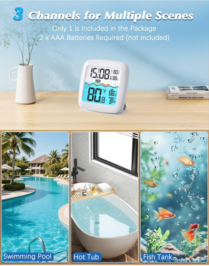 Grillum Wireless Floating Pool Thermometer IPX8 Waterproof Digital Monitor New Open Box
