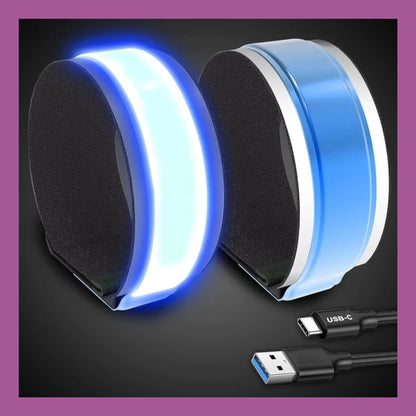 2-Pack USB-C Rechargeable LED Reflective Safety Armbands (Colors Vary)