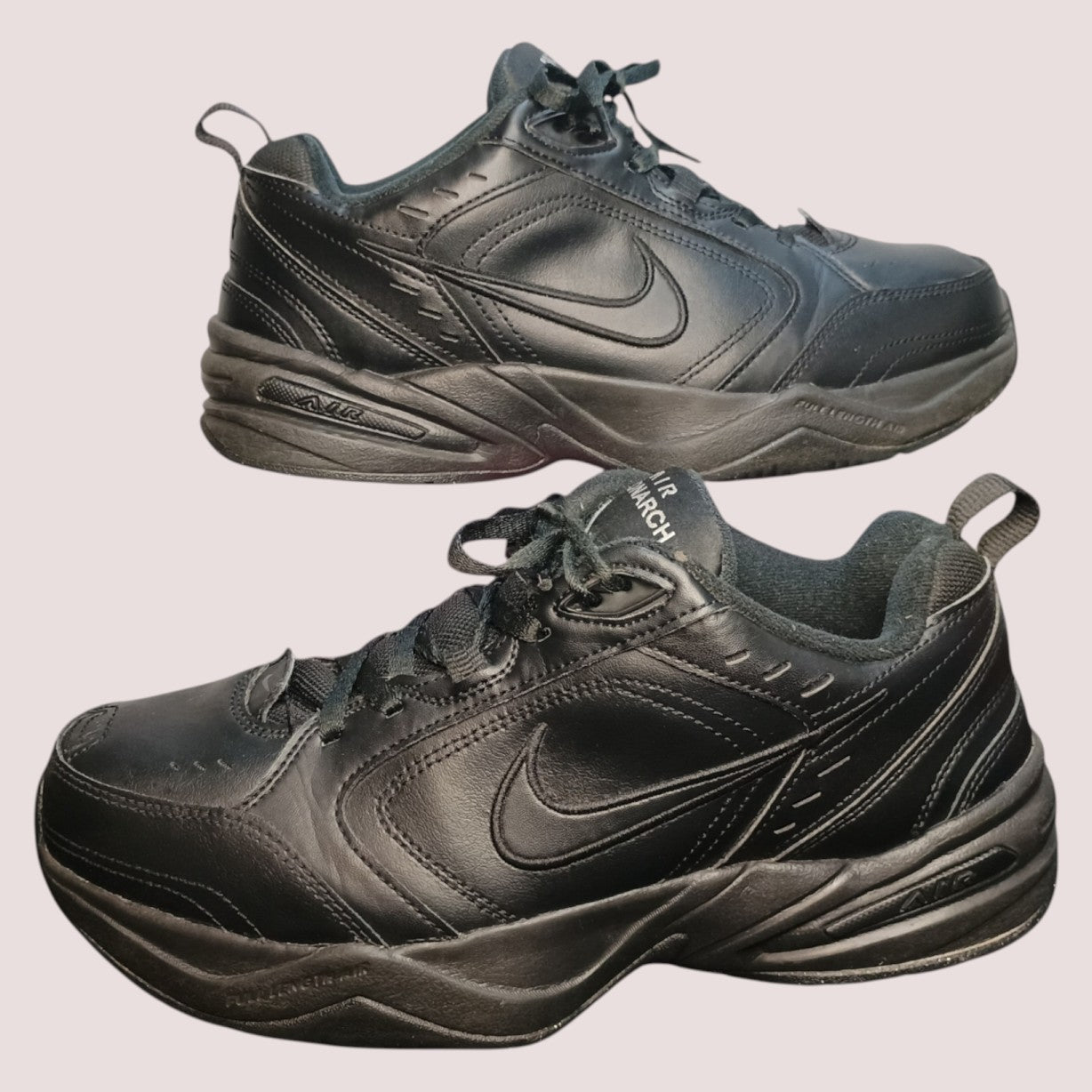 Nike Air Monarch IV - Men's Size 9 (4E Extra Wide) - Black/Black - Renewed