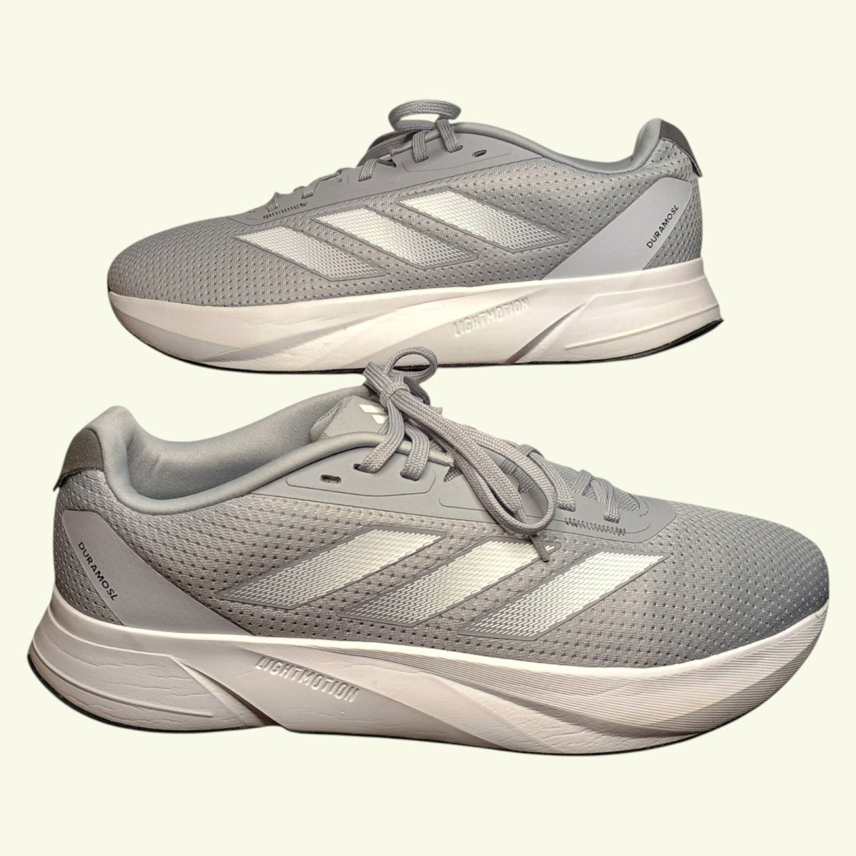Adidas Duramo SL Men's US size 11.5 - Grey/White/Silver Running Shoes