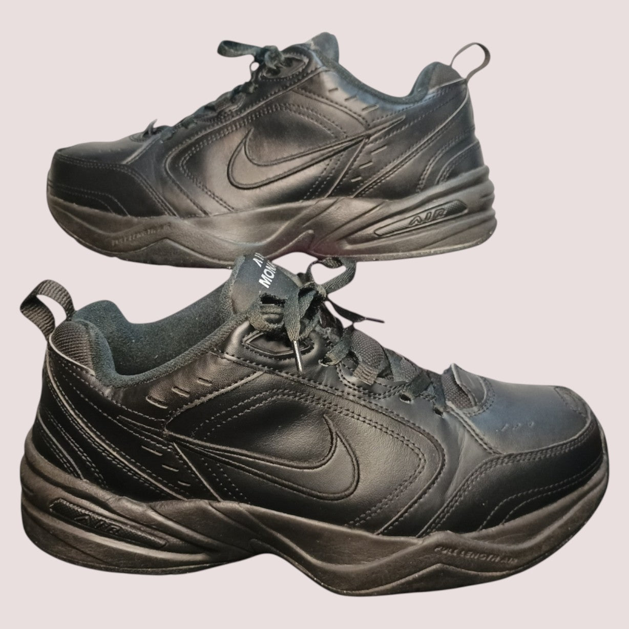 Nike Air Monarch IV - Men's Size 9 (4E Extra Wide) - Black/Black - Renewed
