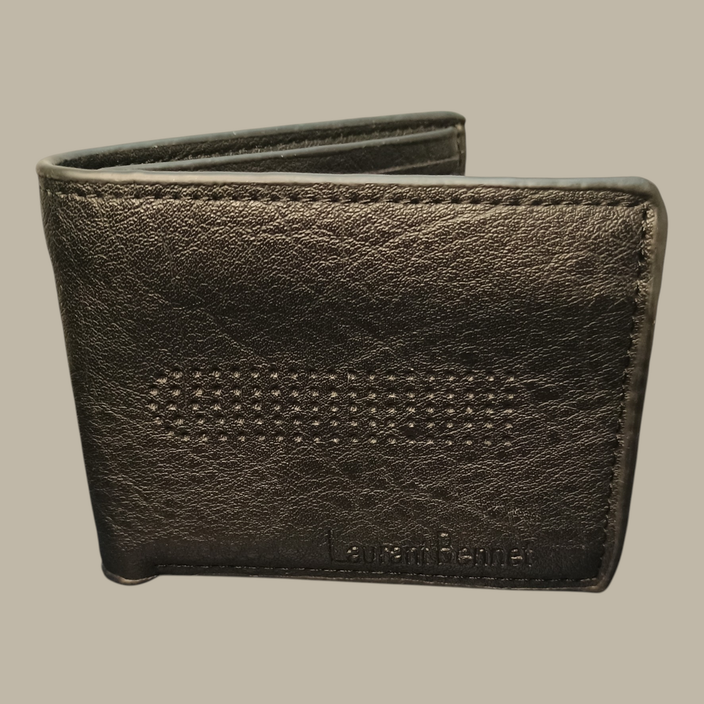 Laurent Bennet Bi-Fold Wallet - Black Leather with Zippered Coin Pocket