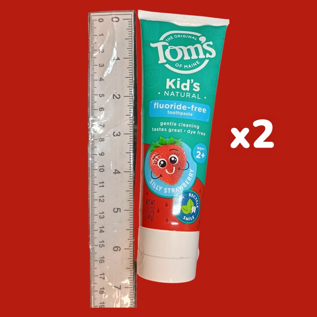 (2 Pack) Tom's of Maine Kid's Fluoride-Free Toothpaste, Silly Strawberry