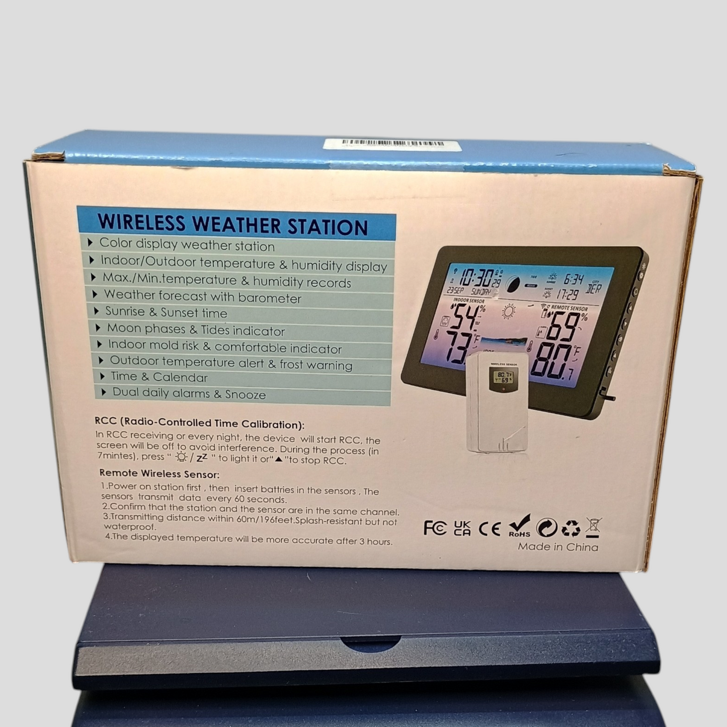 Zivron Wireless Indoor Outdoor Weather Station – 7.5" HD Display & Remote Sensor (New Open Box)