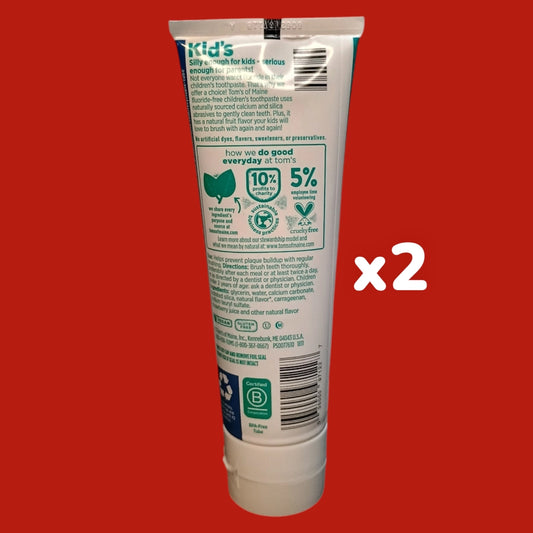 (2 Pack) Tom's of Maine Kid's Fluoride-Free Toothpaste, Silly Strawberry