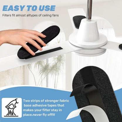 Ceiling Fan Air Purifier Filters - 3 Pack with Adhesive Strips