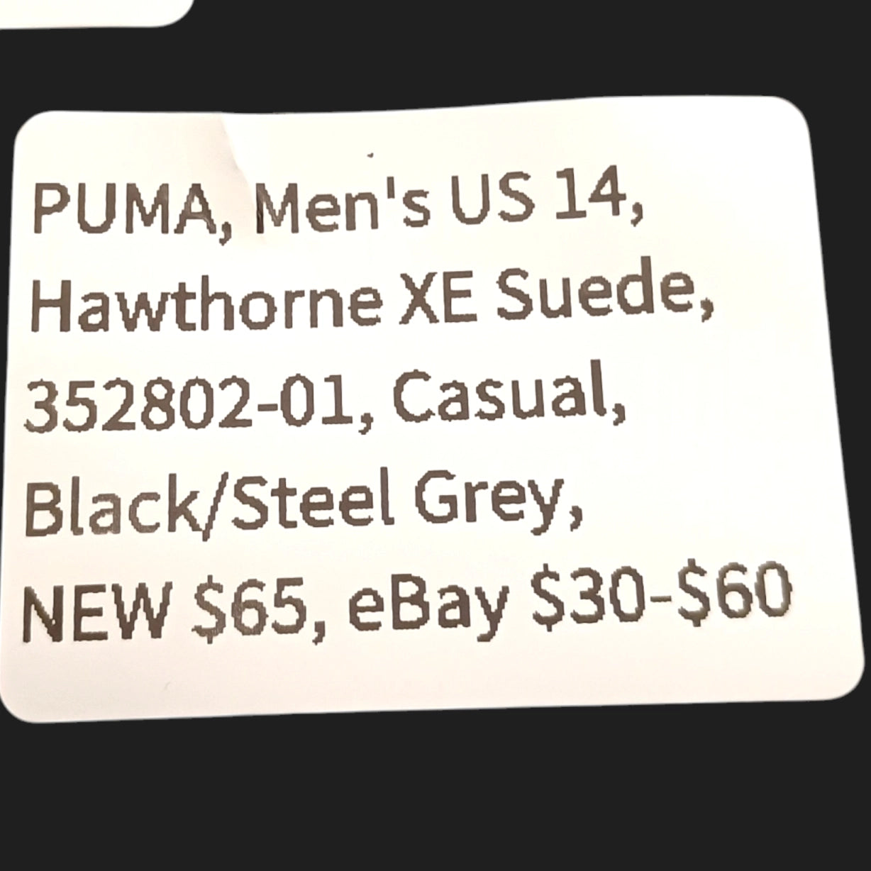 Puma Hawthorne XE Suede Black Steel Grey Men's Size 14 Casual Mid Shoes 352802-01