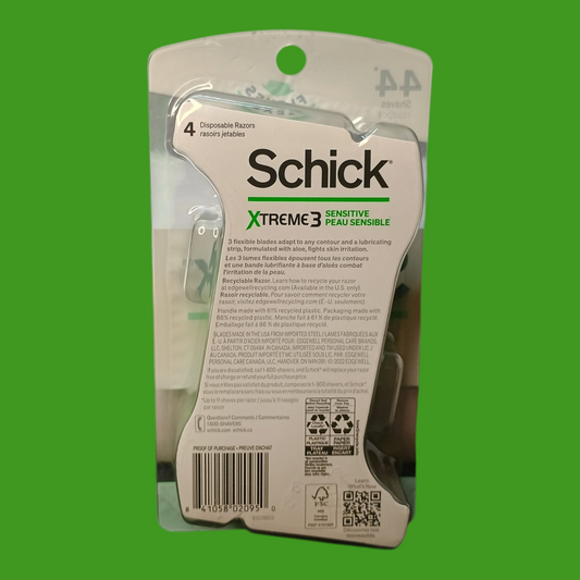 Schick XTREME 3 Sensitive Disposable Razors | 4-Pack