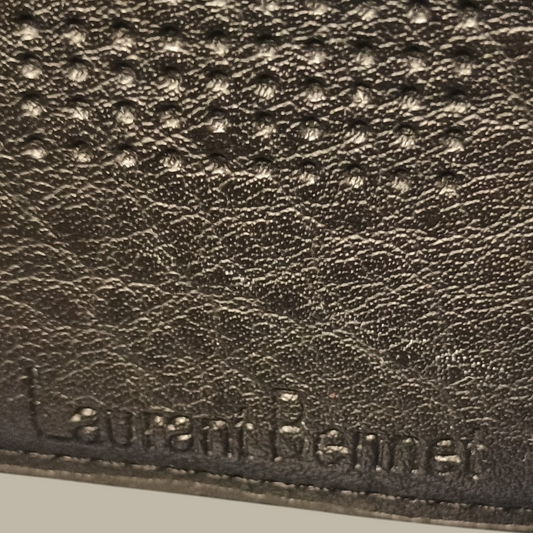 Laurent Bennet Bi-Fold Wallet - Black Leather with Zippered Coin Pocket