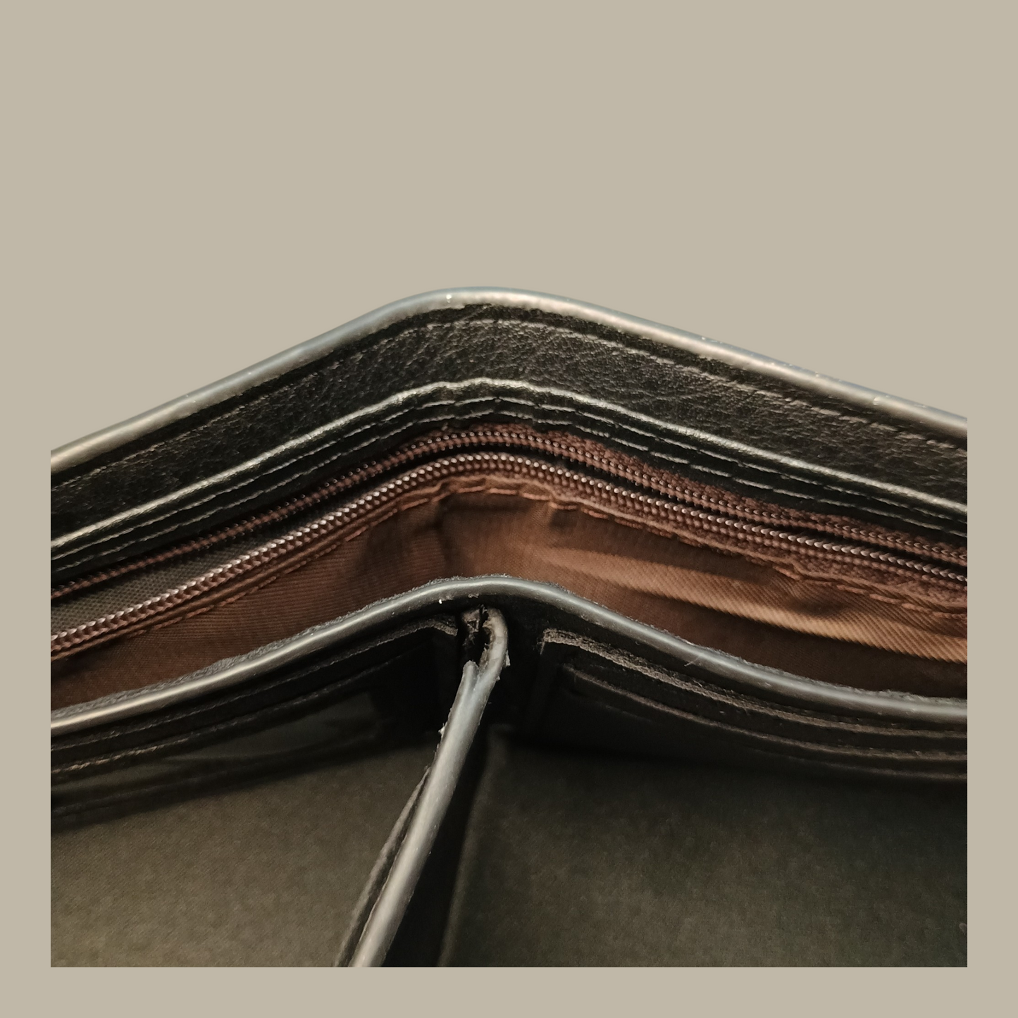 Laurent Bennet Bi-Fold Wallet - Black Leather with Zippered Coin Pocket