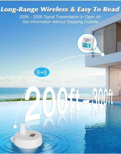 Grillum Wireless Floating Pool Thermometer IPX8 Waterproof Digital Monitor New Open Box