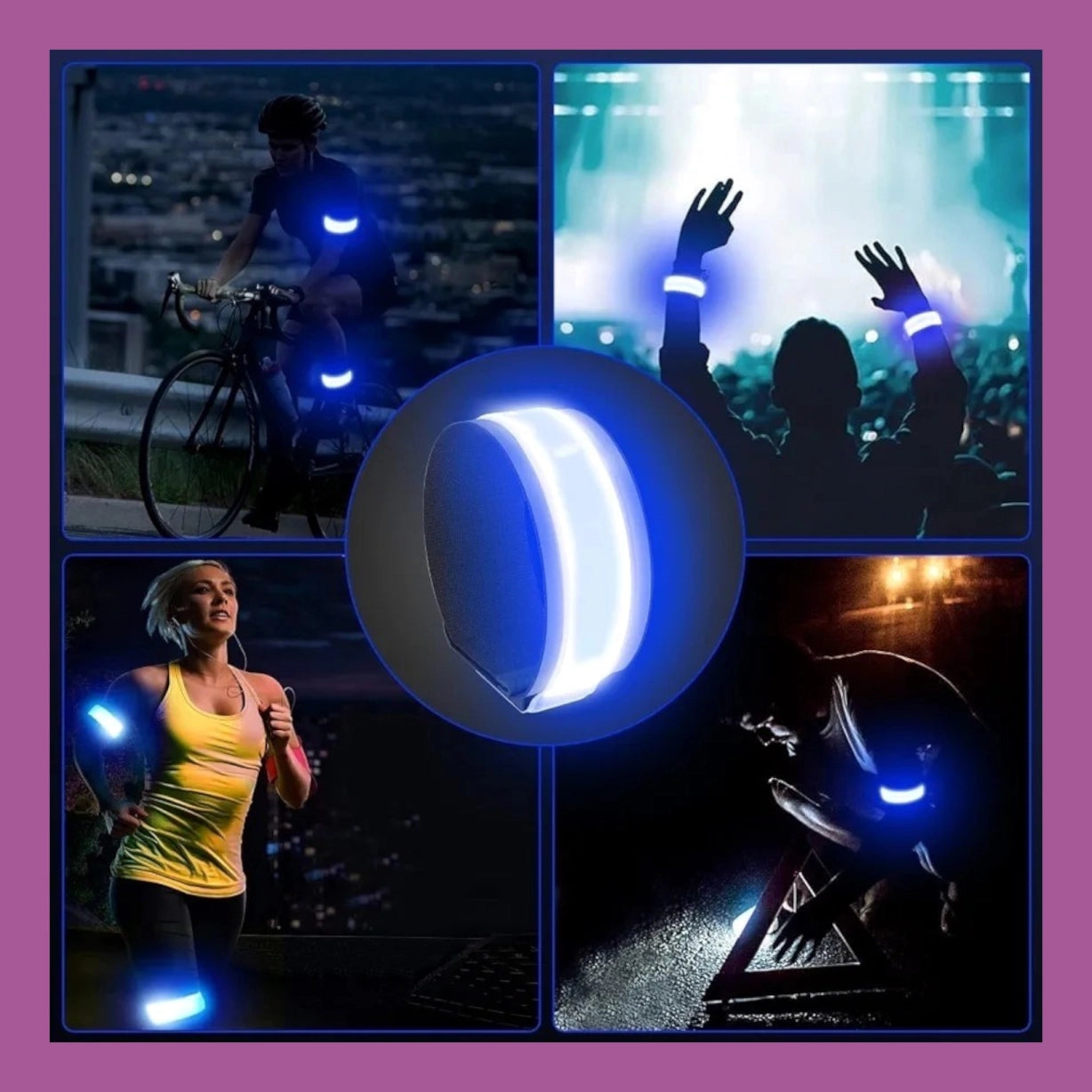2-Pack USB-C Rechargeable LED Reflective Safety Armbands (Colors Vary)
